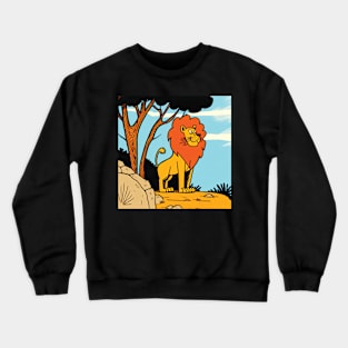 Lion in the Desert Funny Cartoon Style Crewneck Sweatshirt